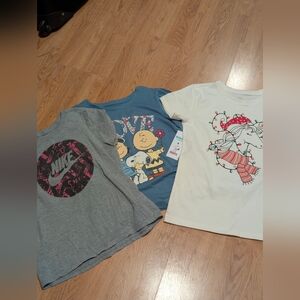 Girls Bundle Size 10/12: Peanuts Snoopy, Nike Graphic, & Holiday Unicorn